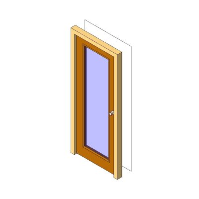 Wooden door with full glass panel