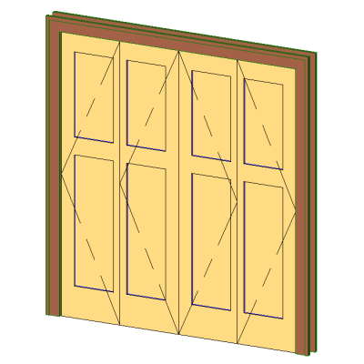 Int-Bifold door 4 wide-4 panel-Craftsman Casing 1735