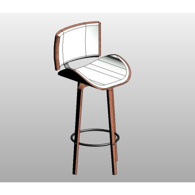 Modern Bar Stool with Curved Backrest
