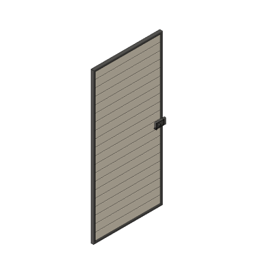 Modern slatted door with dark frame