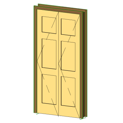 Int-Bifold door 2 wide-6 panel-Colonial Reg Casing 1734
