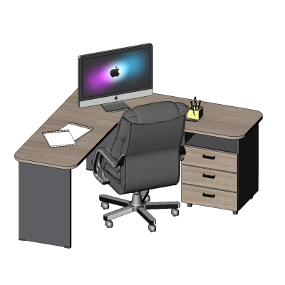 L-shaped executive desk with iMac