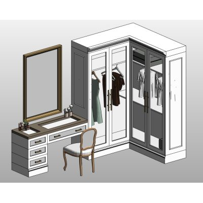 Corner wardrobe with dressing table
