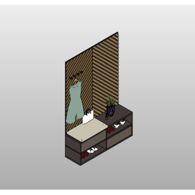 Hall Set with Coat Rack and Panel