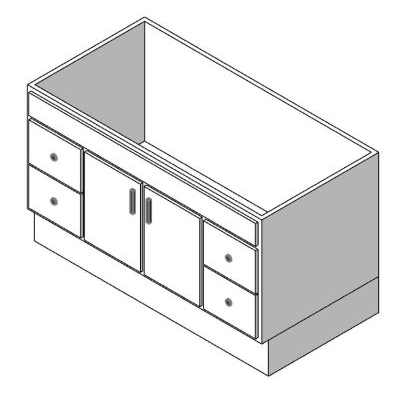 Bathroom Sink Cabinet with Double Doors and Four Drawers