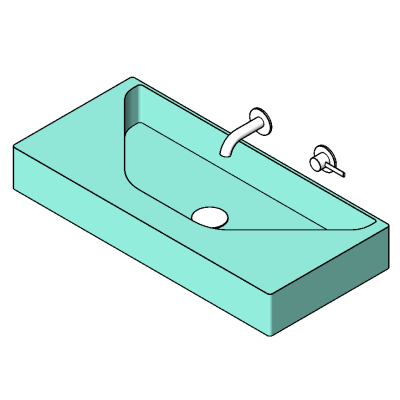 Integrated sink vanity with modern faucet