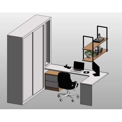 Home office with wardrobe and desk