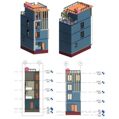 Narrow Urban Villa G+3