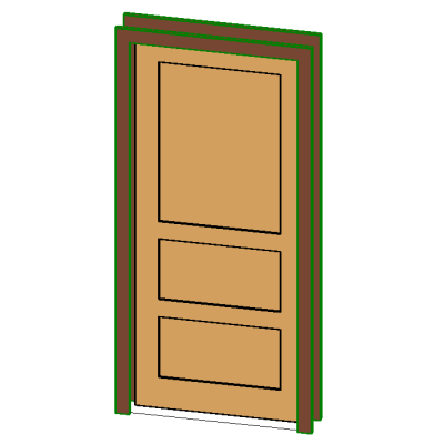 Flush door with detailed wood panel