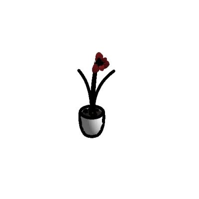 Black and Red Potted Flower