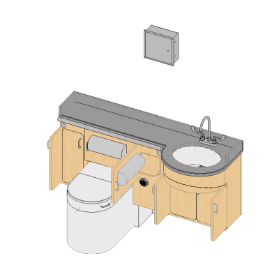 Bathroom vanity with modern toilet unit