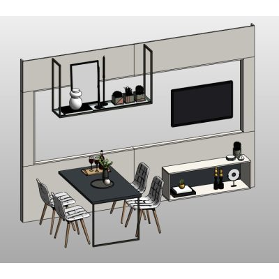 TV wall unit with dining table