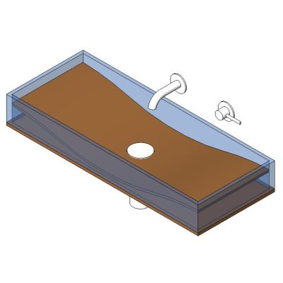 Elongated Glass and Wood Modern Sink