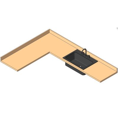 L-Shaped Kitchen Countertop with Integrated Sink
