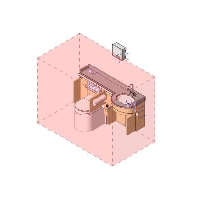Bathroom vanity with modern toilet and sink