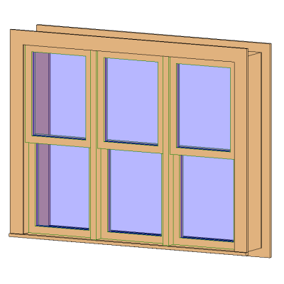 Double Hung Window - Triple with Trim 790