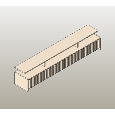 Long floating TV console slatted front