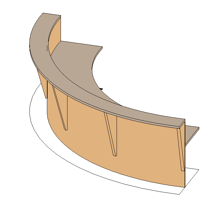 Curved reception counter