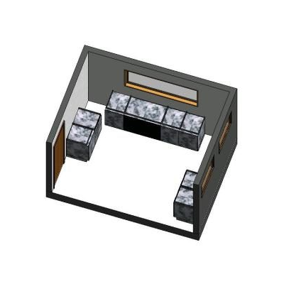 Parametric U-Shaped Kitchen Base Cabinet Ensemble