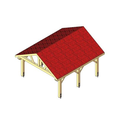Open Timber Garage with Gable Roof