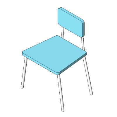 Student chair with modern blue shell
