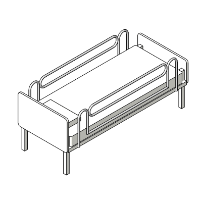 Hospital bed with modern safety rails