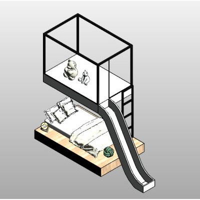 Children's Loft Bed with Slide and Play Area