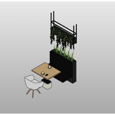 Office Desk with Green Wall Divider