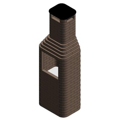 Brick barbecue grill with modern chimney