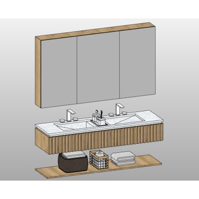 Double vanity with mirror cabinet