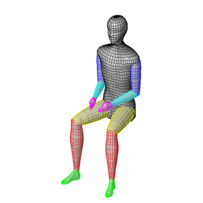 man sitting with hands between legs
