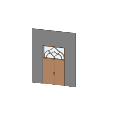 Double Door with Decorative Glass Panel