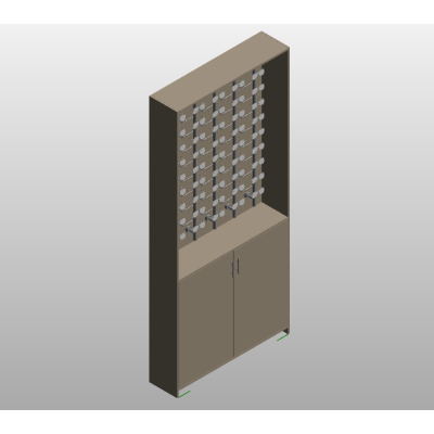 Eyewear wall display cabinet with storage