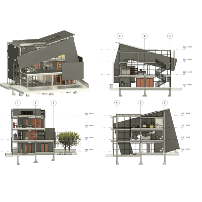 Office building with 4 levels modern