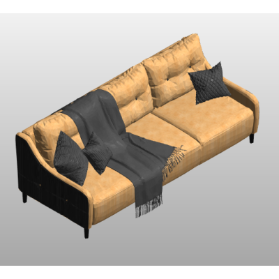 Beige sofa with dark gray cushions