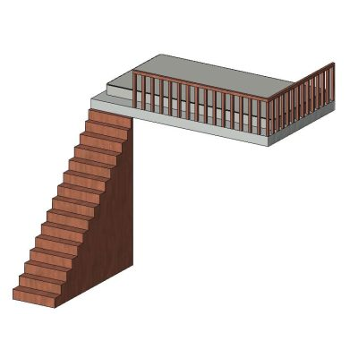 Loft Bed with Stair and Guardrail