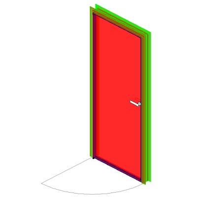 Red door with modern minimalist handle