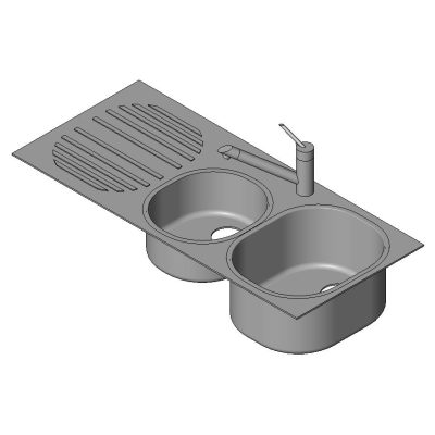 Dual Basin Kitchen Sink with Drainer