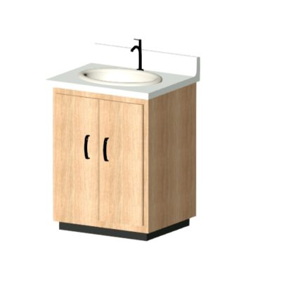 Porcelain sink with wooden base