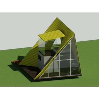 double height cabin with glass facade