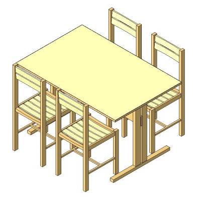 Rustic dining set with 4 chairs
