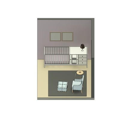 Baby room revit project with crib