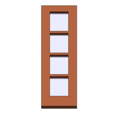 Single leaf door with 4 modern glass panels
