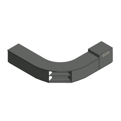 Curved reception desk with premium storage