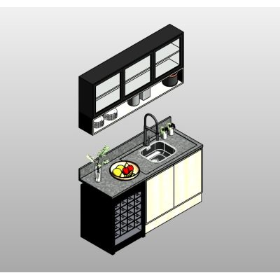Modern Kitchen Unit with Sink and Storage