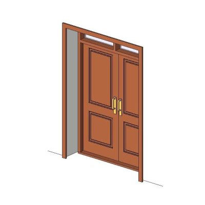 Glass panel door with wood frame 8 Double door with elegant transom window