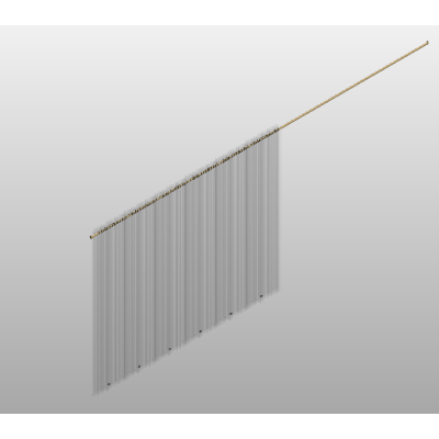 Sheer curtain panel on ceiling rod