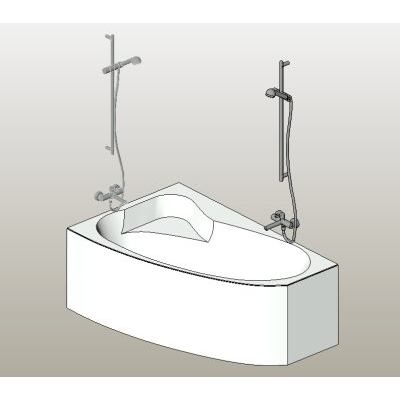 Corner bathtub with shower set