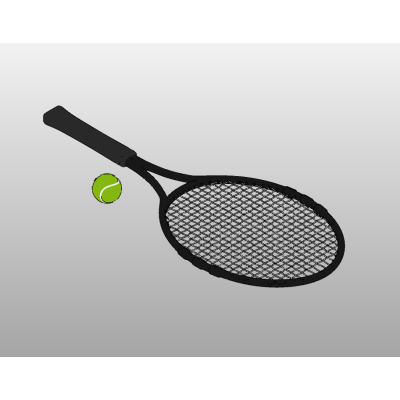 Tennis set with detailed racket and ball