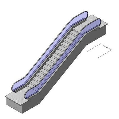 Escalator model with modern railings